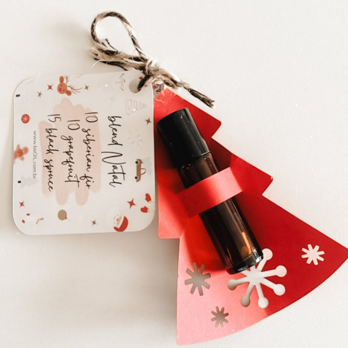 KIT cartão + frasco roll-on HO! HO! HO! | porta-frasco natalino