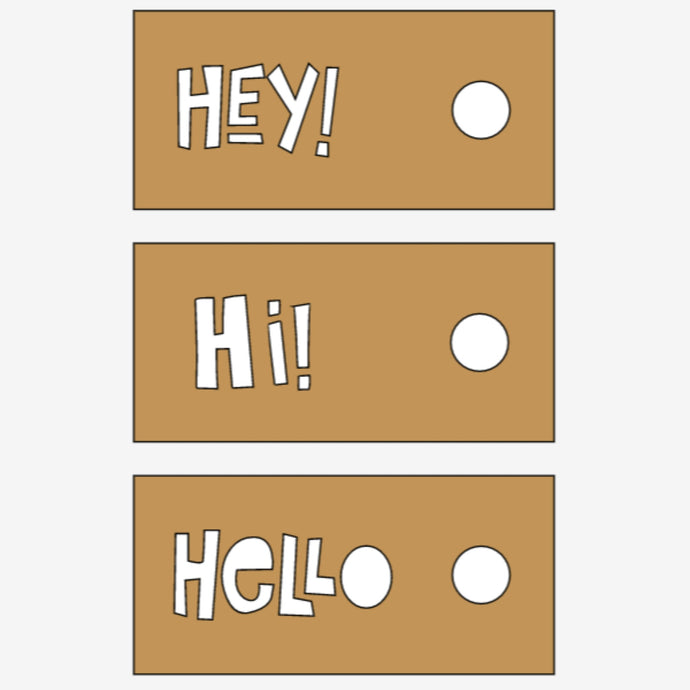 KIT cartão HI HEY HELLO | para mini frascos (KIT com 20)