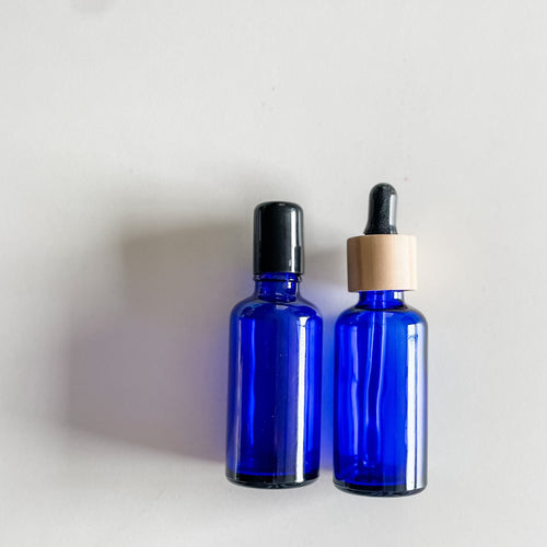 KIT frasco vidro BLUE | conta-gotas+roller 50mL (kit com 2)
