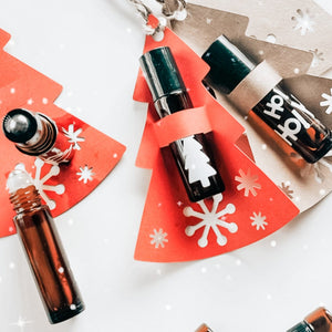 KIT cartão + frasco roll-on HO! HO! HO! | porta-frasco natalino